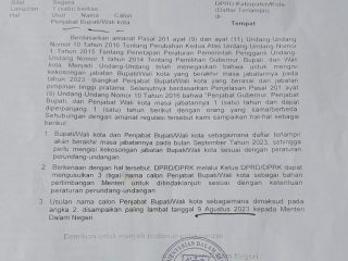 Surat Kemendagri kepada DPRD Konawe tentang usulan nama calon PJ Bupati