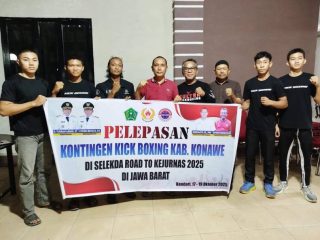 Rusdianto Lepas 7 Petarung Muda Konawe, Bidik Kejurnas Kickboxing 2025