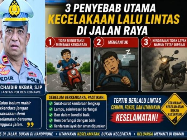 Tiga Penyebab Kecelakaan Paling Dominan di Konawe